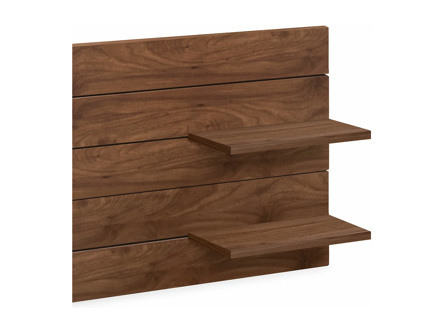 DHOME Cabecero con Estantes de Madera reciclada DM Colgante Pared Estilo Palet Horizontal con Patas Cama Vintage Nordico (135cm Nogal Madera)