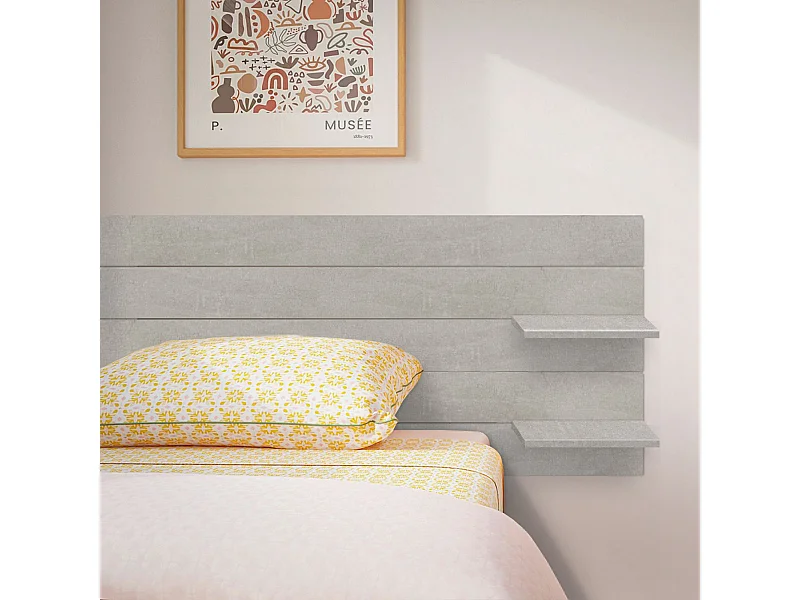 DHOME Tête de lit avec étagères en bois recyclé DM à suspendre au mur style palette japonaise avec pieds de lit nordique vintage (gris tribal 145 cm)
