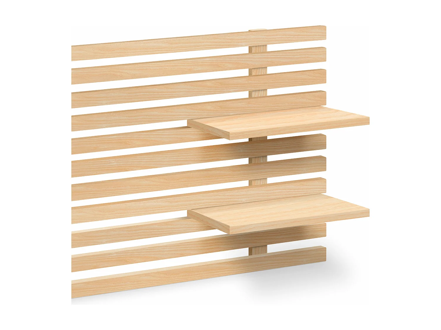 DHOME Tête de lit avec étagères en bois recyclé DM Tenture murale Style palette japonaise Lit nordique vintage (bois naturel 270 cm)