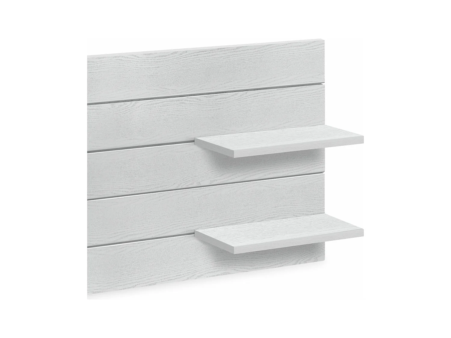 DHOME Testiera con ripiani in legno riciclato DM sospeso a parete in stile pallet orizzontale con gambe Letto vintage nordico (legno bianco 135 cm)