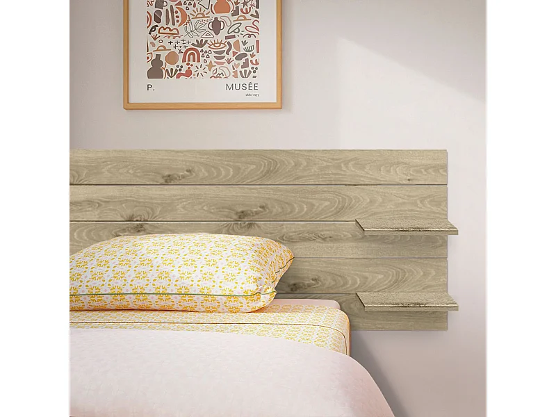 DHOME Cabecero con Estantes de Madera reciclada DM Colgante Pared Estilo Palet Horizontal con Patas Cama Vintage Nordico (145cm Cambrian Madera)