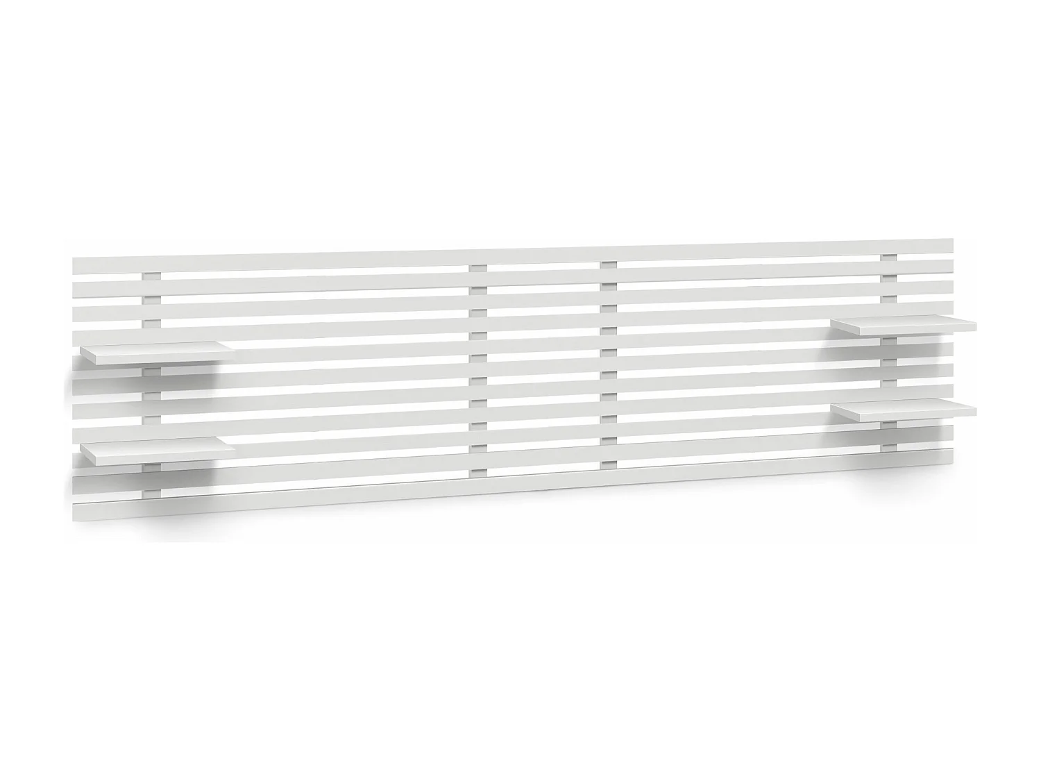 DHOME Tête de lit avec étagères en bois recyclé DM Tenture murale Style palette japonaise Lit nordique vintage (290 cm Blanc massif)