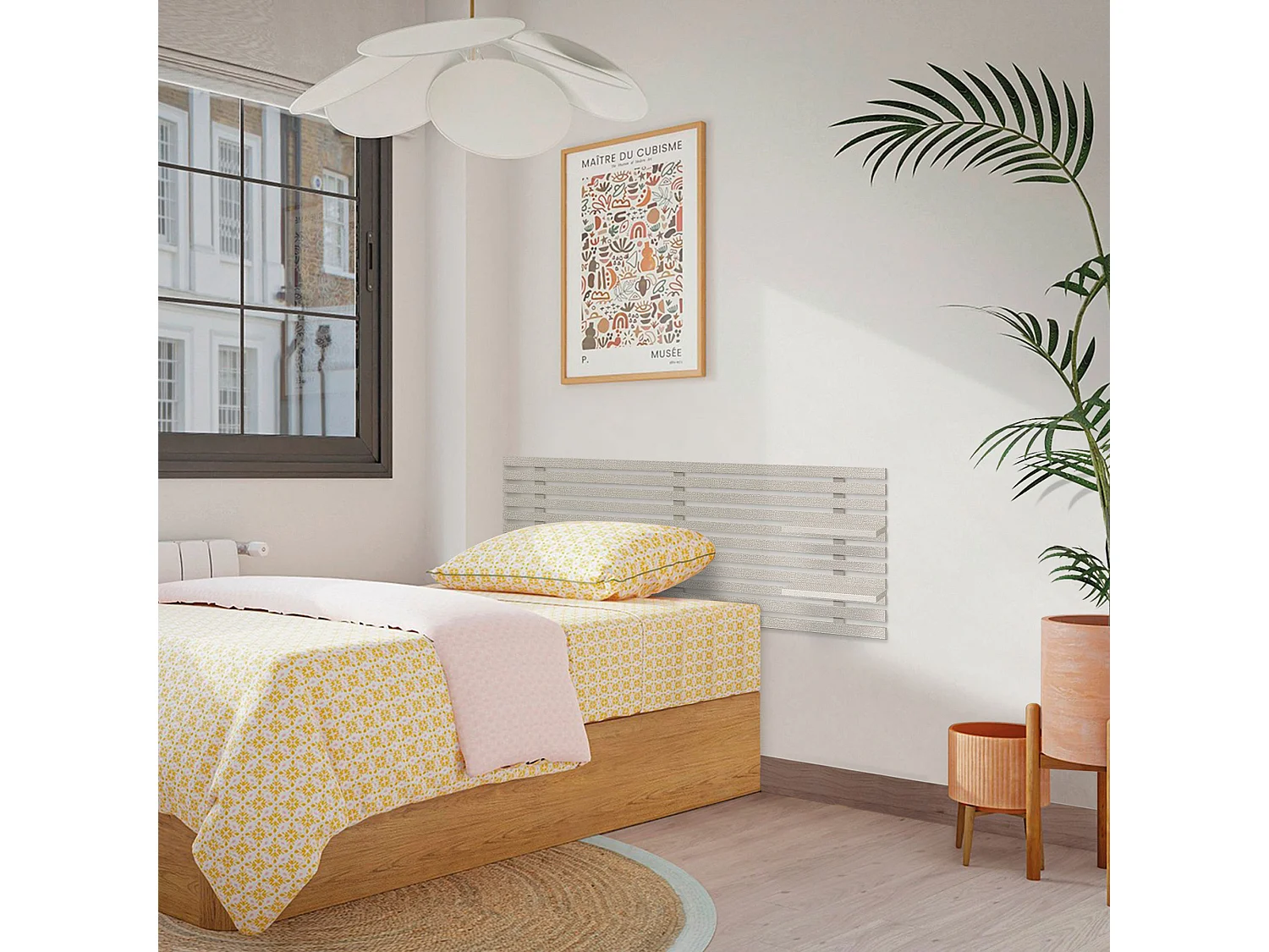 DHOME Tête de lit avec étagères en bois recyclé DM Tenture murale Style palette japonaise Lit vintage nordique (pointes beiges 160 cm)