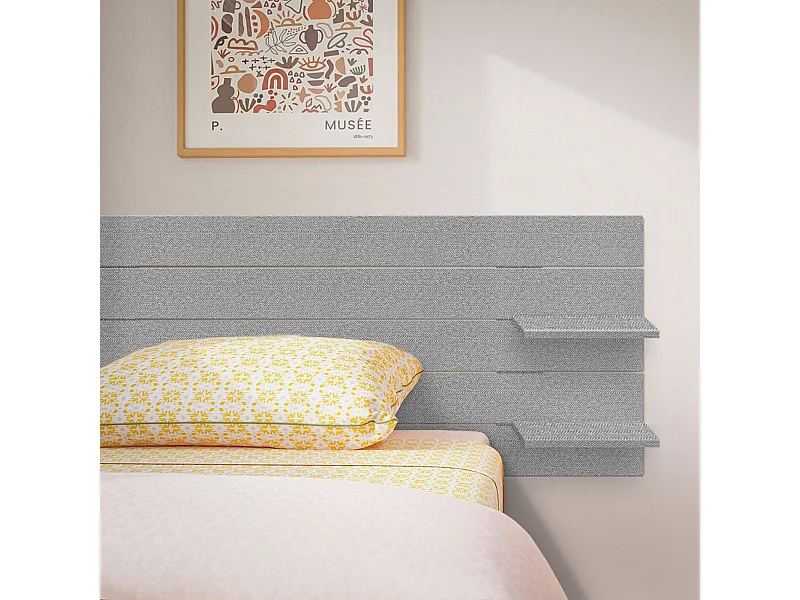 DHOME Hoofdbord met planken van gerecycled hout DM muurhangend Japanse palletstijl met Scandinavische vintage bedpoten (160 cm grijze spikes)