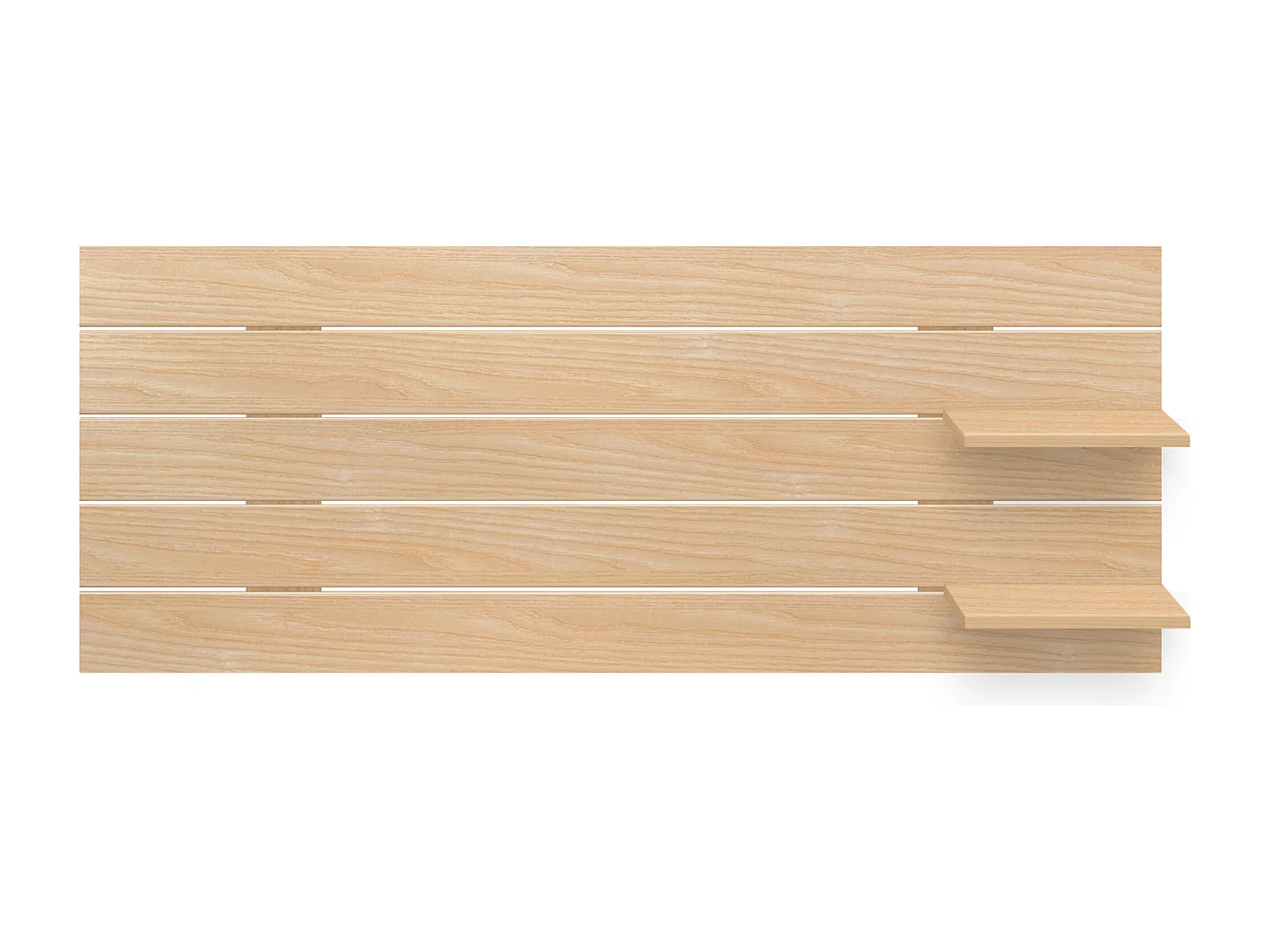 DHOME Kopfteil mit Regalen aus recyceltem Holz, DM-Wandbehang, horizontaler Palettenstil mit Beinen, nordisches Vintage-Bett (135 cm Naturholz)