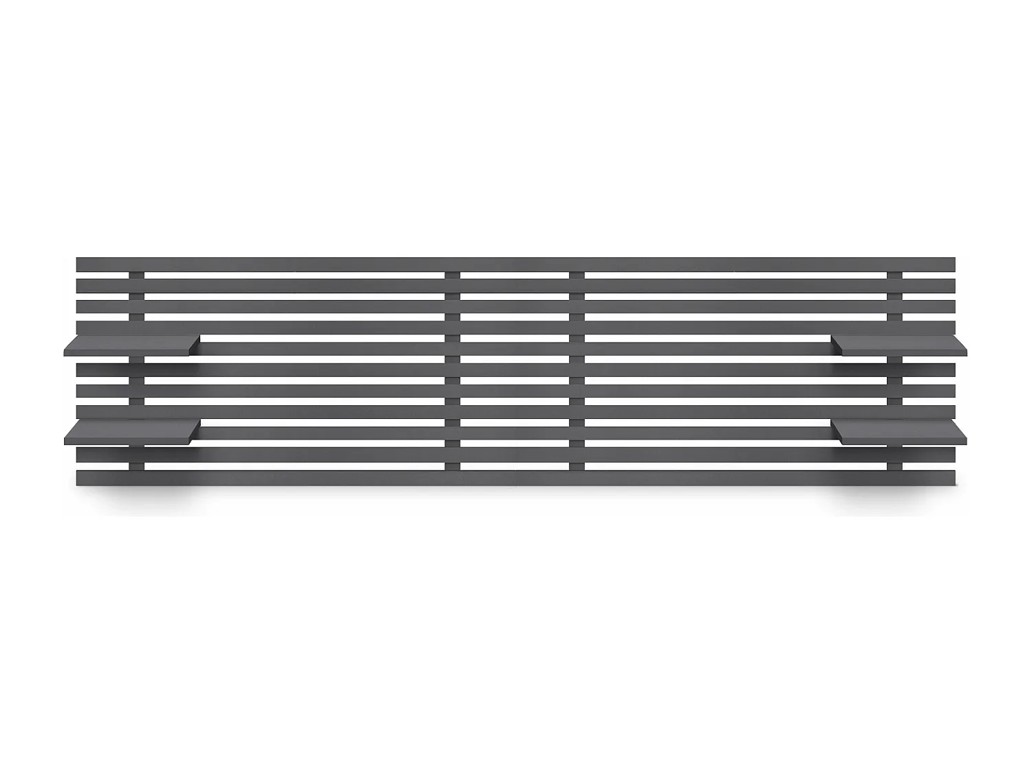 DHOME Tête de lit avec étagères en bois recyclé DM Tenture murale Style palette japonaise Lit vintage nordique (270 cm Gris massif)