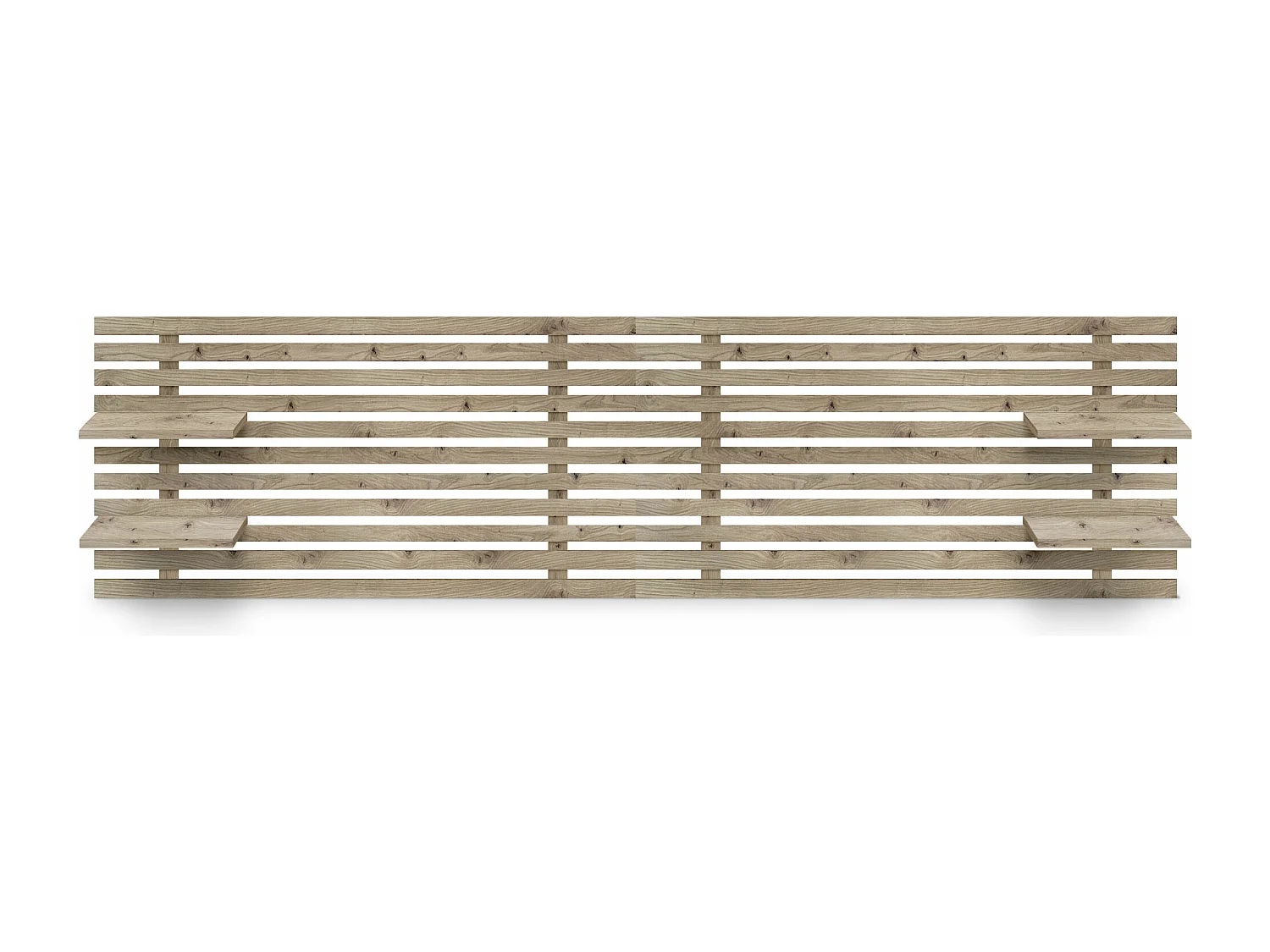 DHOME Tête de lit avec étagères en bois recyclé DM Tenture murale Style palette japonaise Lit vintage nordique (chêne 210 cm)