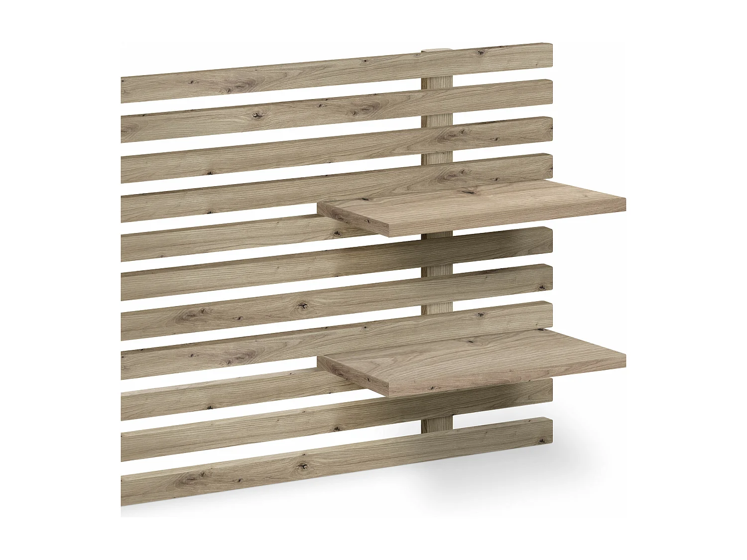 DHOME Tête de lit avec étagères en bois recyclé DM Tenture murale Style palette japonaise Lit vintage nordique (chêne 210 cm)