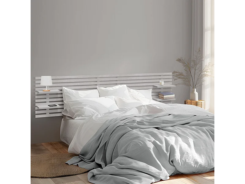 DHOME Hoofdeinde met gerecyclede houten planken DM Muurhangend Japans Palletstijl Scandinavisch Vintage Bed (290cm Arctic)