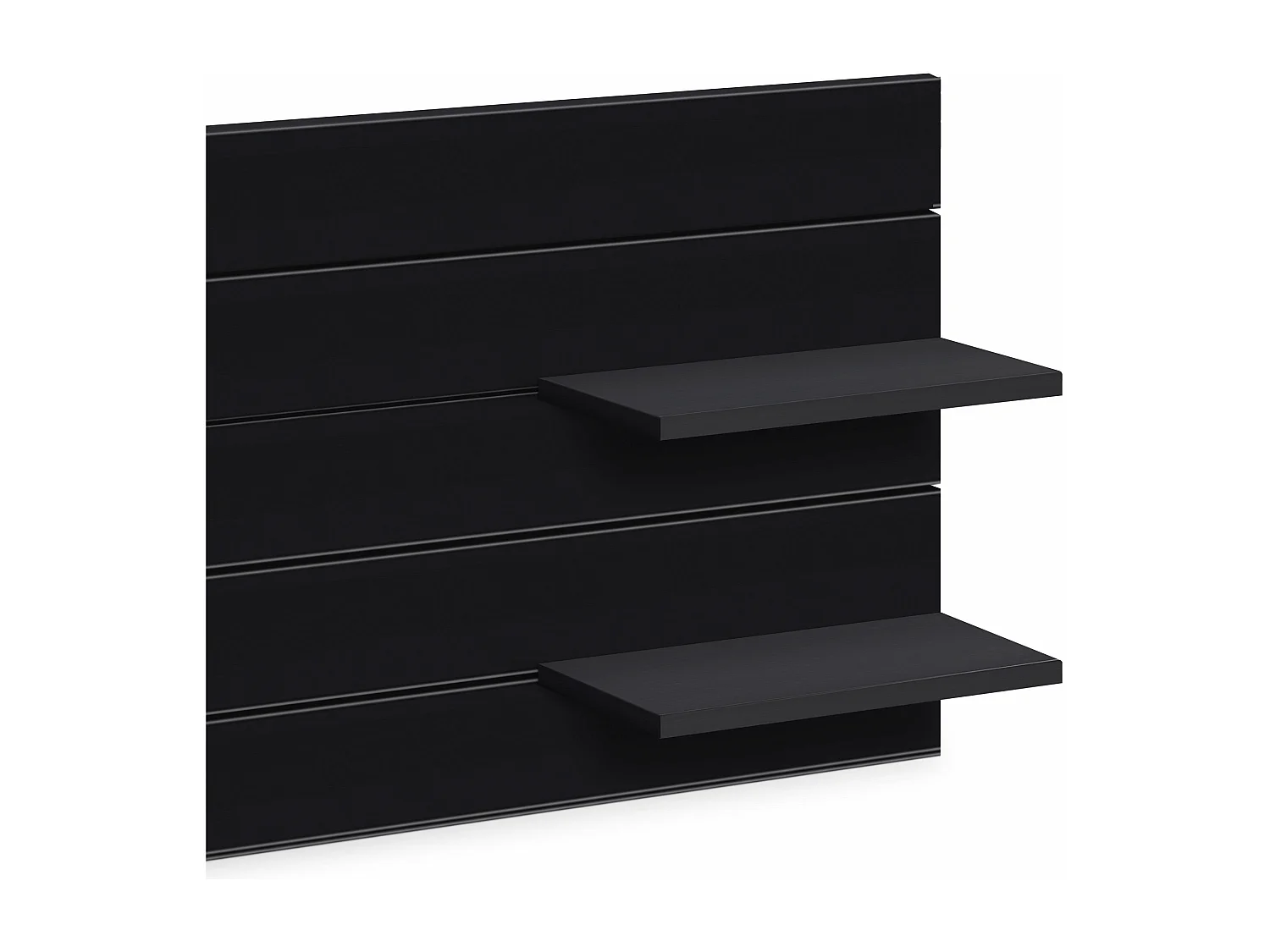 DHOME Tête de lit avec étagères en bois recyclé DM à suspendre au mur style palette horizontale avec pieds lit vintage nordique (270 cm noir massif)