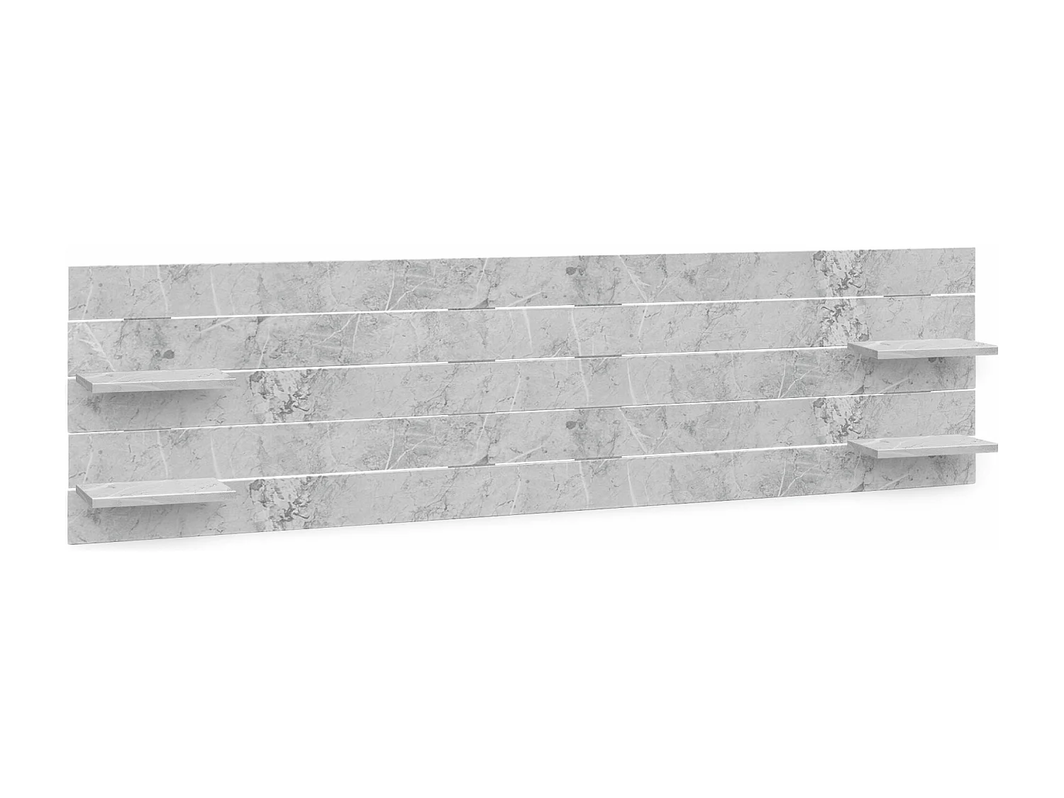 DHOME Hoofdbord met planken van gerecycled hout DM muurhangend horizontaal palletstijl met Scandinavische vintage bedpoten (220 cm marmeren afwerking)