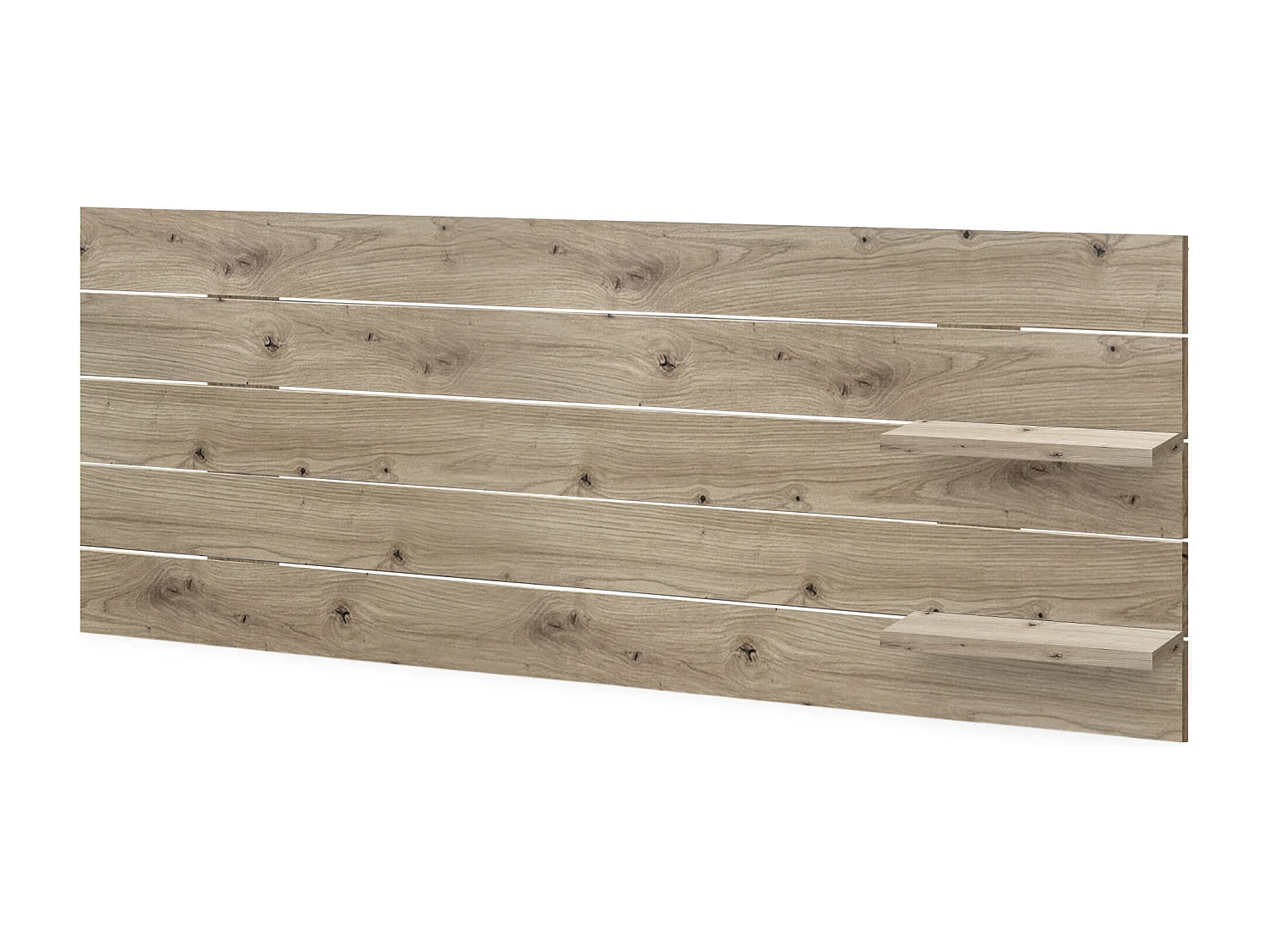 DHOME Hoofdbord met planken van gerecycled hout DM Muurhangend Japanse palletstijl met Scandinavische vintage bedpoten (145cm eiken)