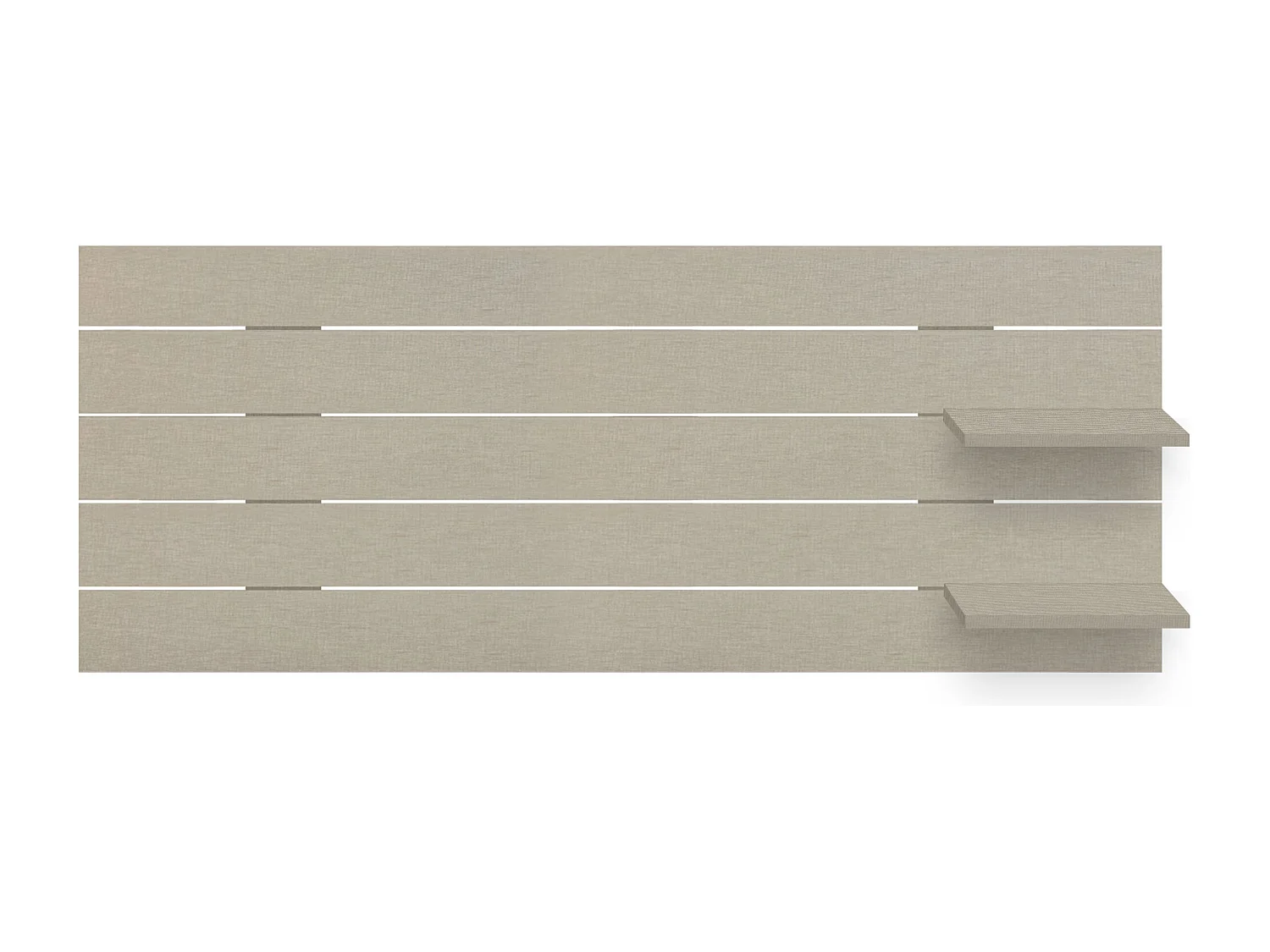 DHOME Testiera con ripiani in legno riciclato DM sospeso a parete in stile pallet orizzontale con gambe Letto vintage nordico (finitura in lino 145 cm)