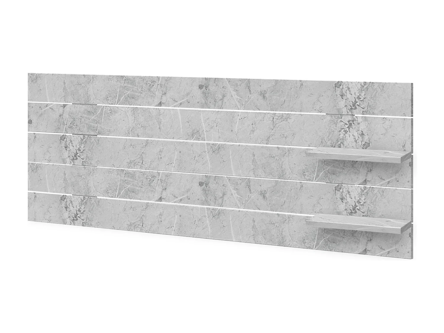 DHOME Kopfteil mit Regalen aus recyceltem Holz, DM-Wandbehang Wandbehang im Palettenstil, mit nordischen Vintage-Bettbeinen (135 cm, Marmor-Finish)