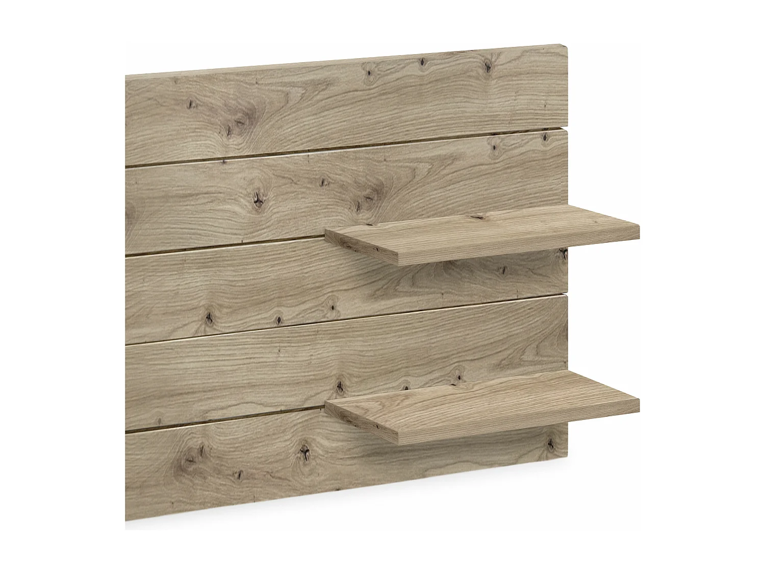 DHOME Tête de lit avec étagères en bois recyclé DM à suspendre au mur style palette horizontale avec pieds lit nordique vintage (chêne 160 cm)