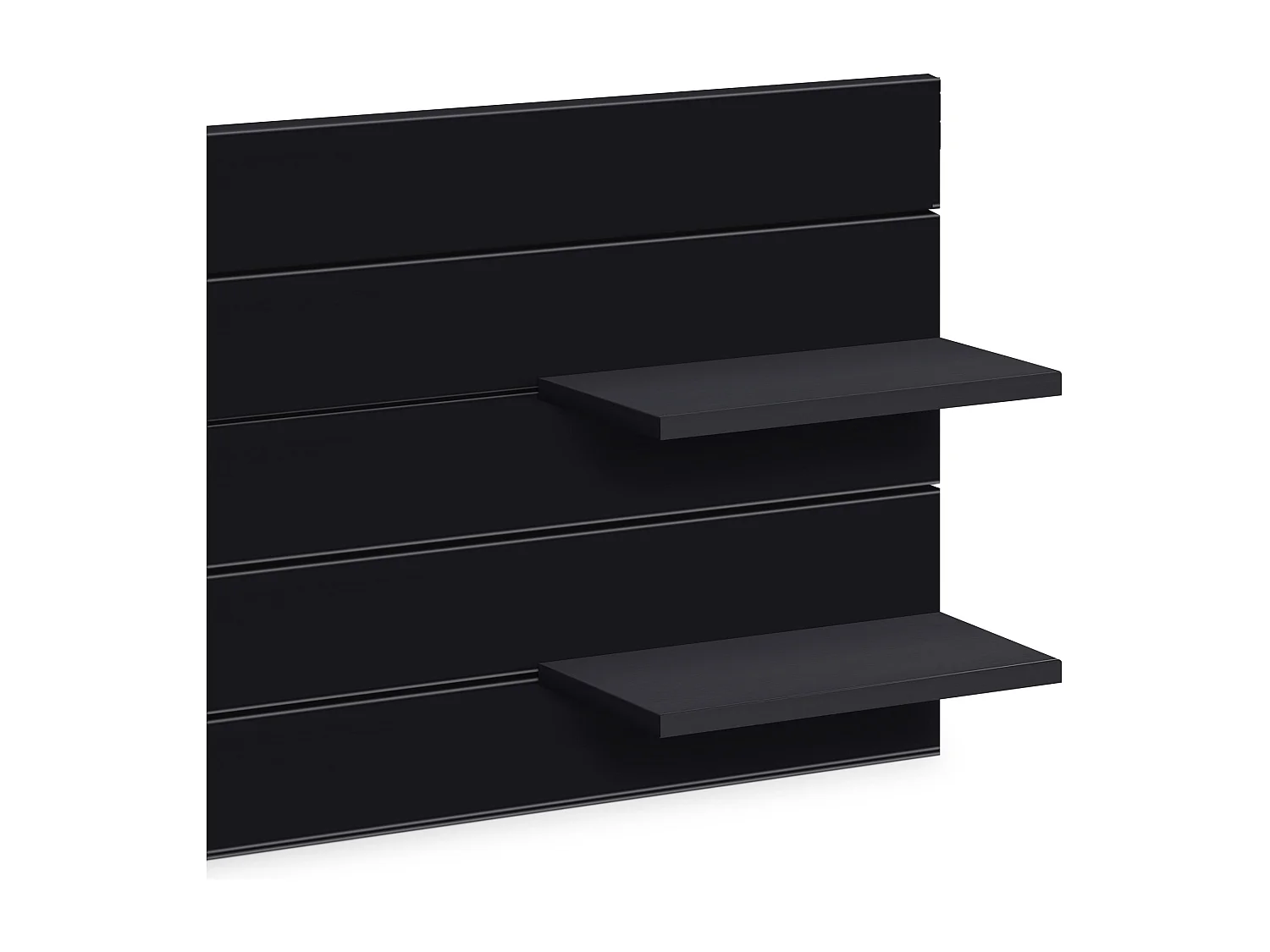 DHOME Tête de lit avec étagères en bois recyclé DM à suspendre au mur style palette horizontale avec pieds lit vintage nordique (135 cm noir massif)