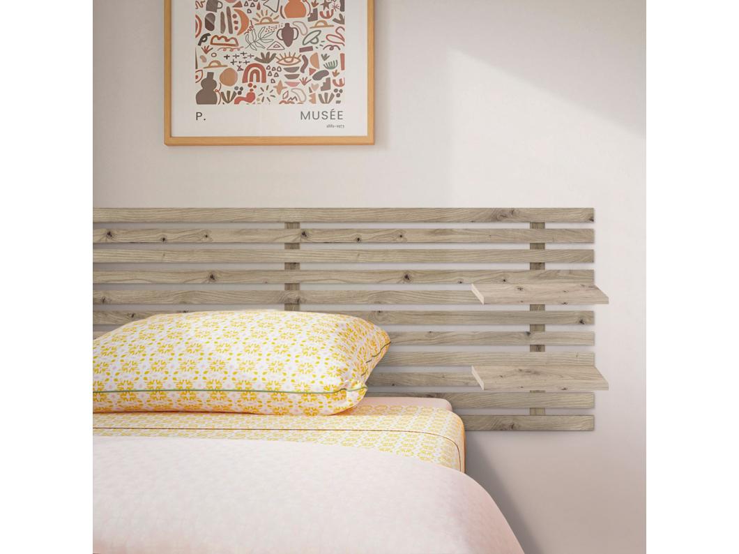 DHOME Hoofdeinde met gerecyclede houten planken DM Muurhangend Japans Palletstijl Scandinavisch Vintage Bed (145cm Eiken)