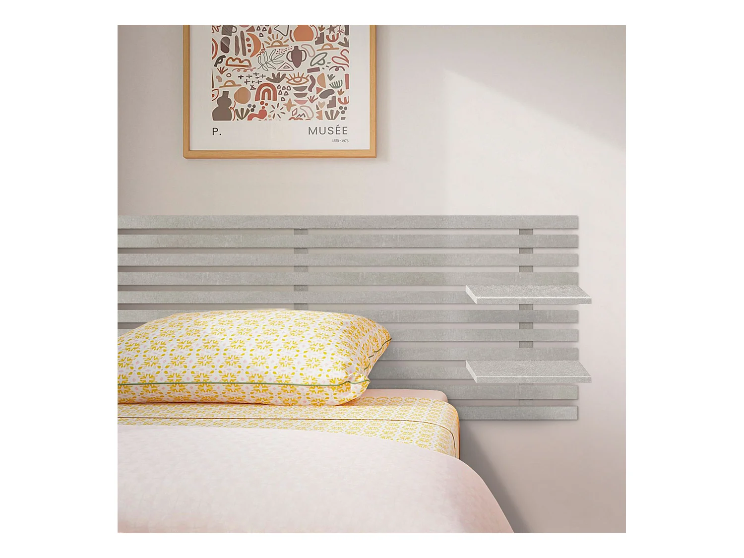 DHOME Tête de lit avec étagères en bois recyclé DM Tenture murale Style palette japonaise Lit vintage nordique (gris tribal 145 cm)