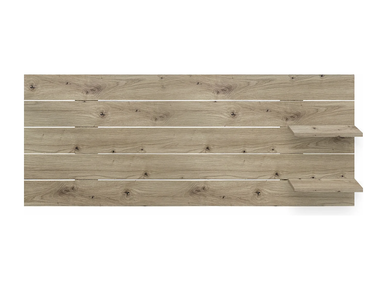 DHOME Tête de lit avec étagères en bois recyclé DM à suspendre au mur style palette horizontale avec pieds lit nordique vintage (chêne 135 cm)