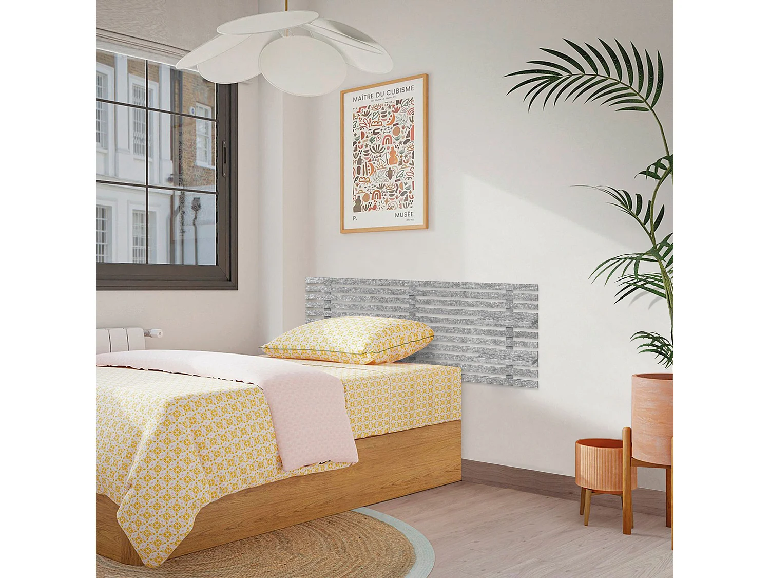 DHOME Hoofdbord met gerecyclede houten planken DM Muurhangend Japans Palletstijl Scandinavisch Vintage Bed (160cm Grijze Spikes)