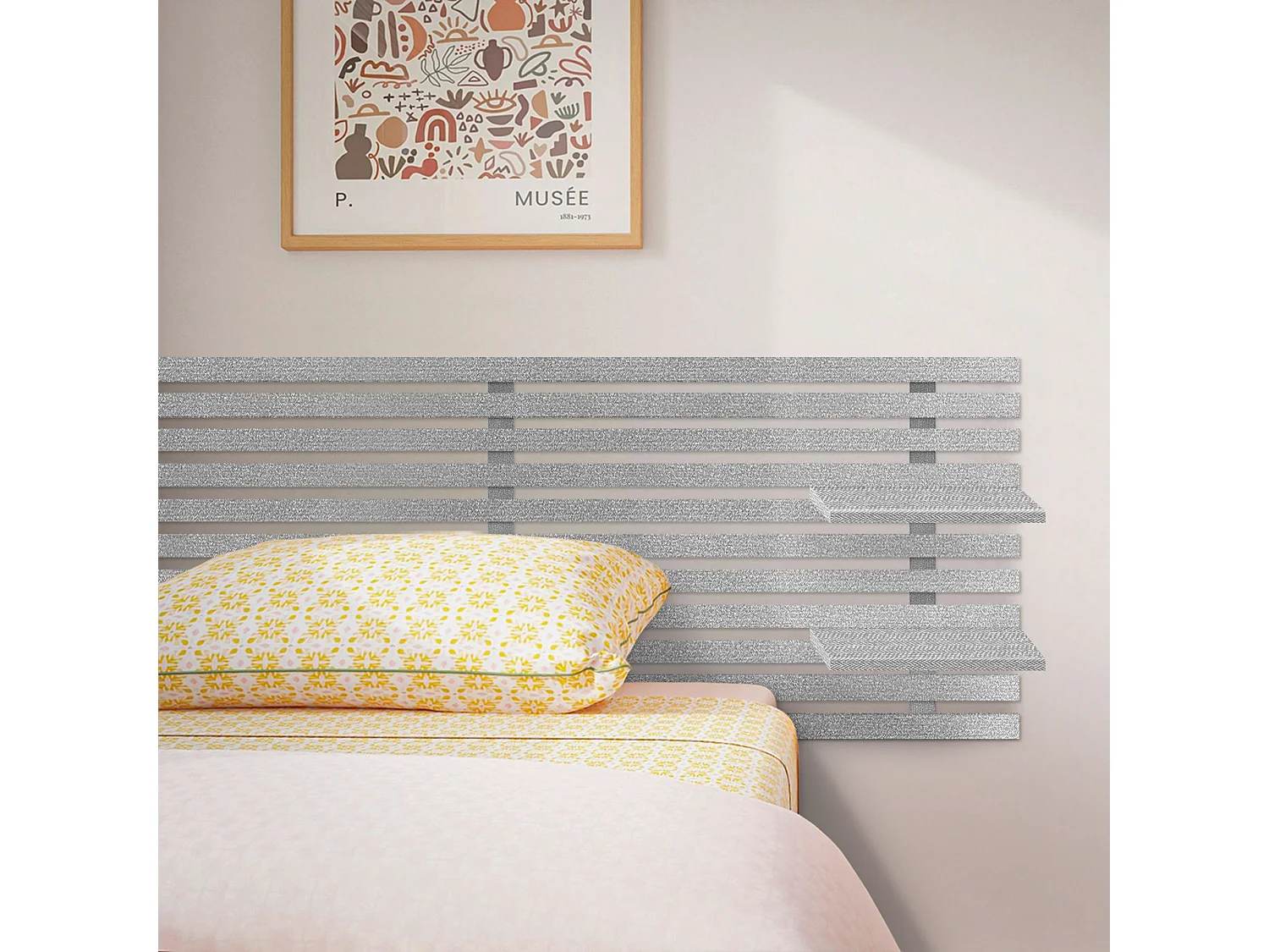 DHOME Tête de lit avec étagères en bois recyclé DM Tenture murale Style palette japonaise Lit nordique vintage (pointes grises 160 cm)