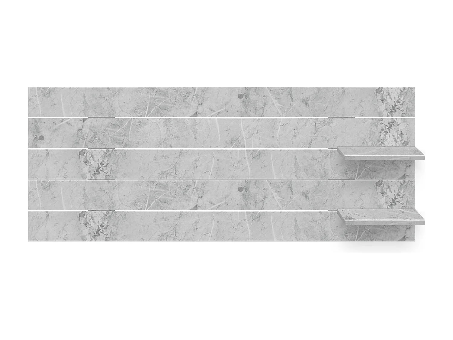 DHOME Kopfteil mit Regalen aus recyceltem Holz, DM-Wandbehang im japanischen Palettenstil mit nordischen Vintage-Bettbeinen (135 cm, Marmor-Finish)