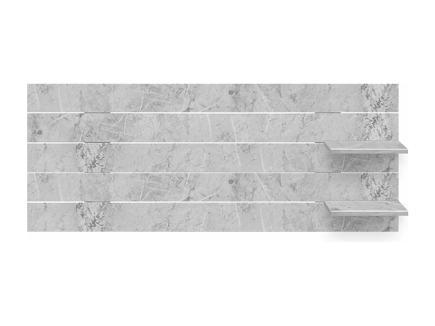 DHOME Tête de lit avec étagères en bois recyclé DM à suspendre au mur style palette japonaise avec pieds de lit vintage nordique (finition marbre 160 cm)