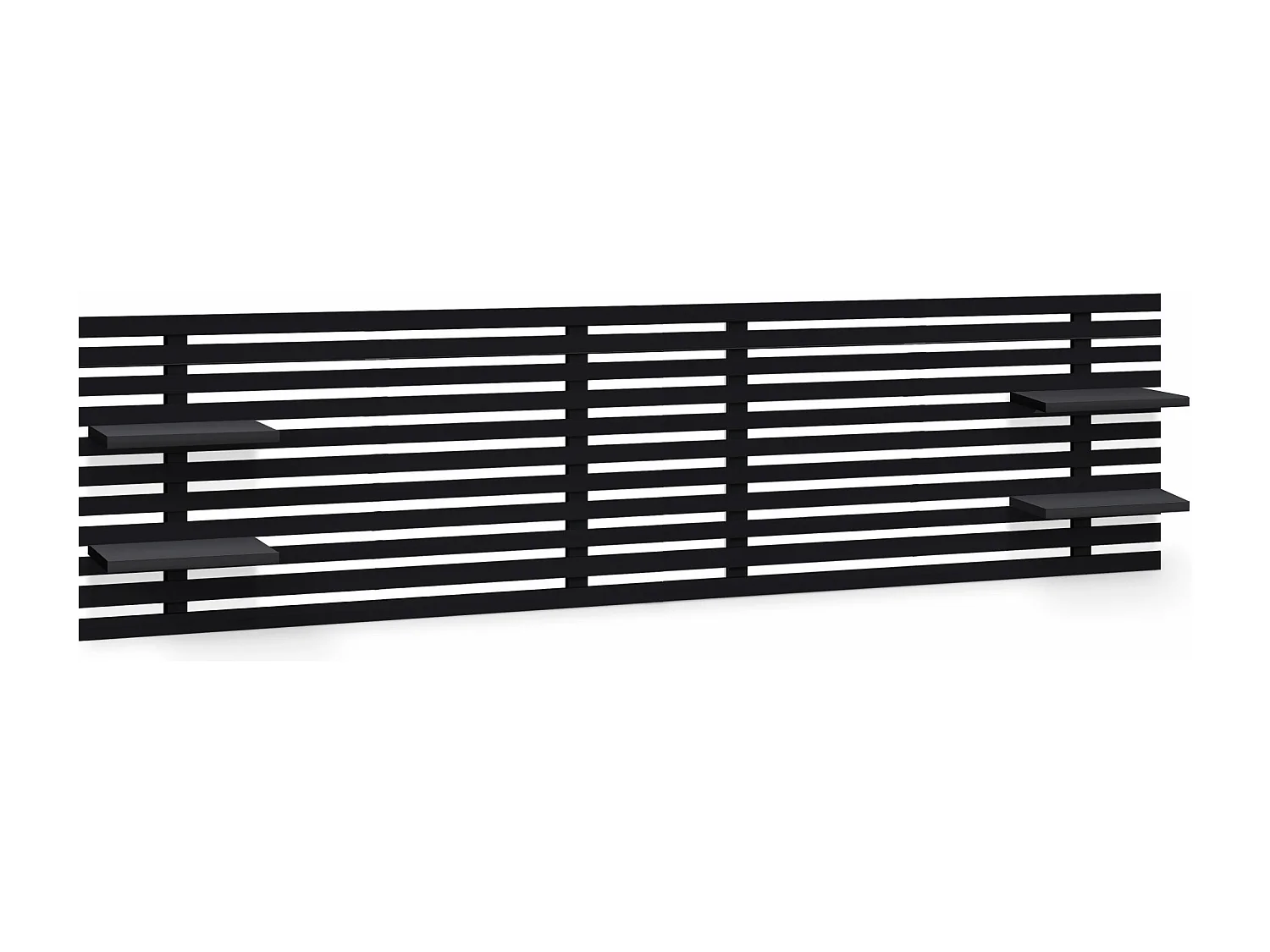 DHOME Hoofdeinde met gerecyclede houten planken DM muurhangend Japans palletstijl Scandinavisch vintage bed (210 cm effen zwart)