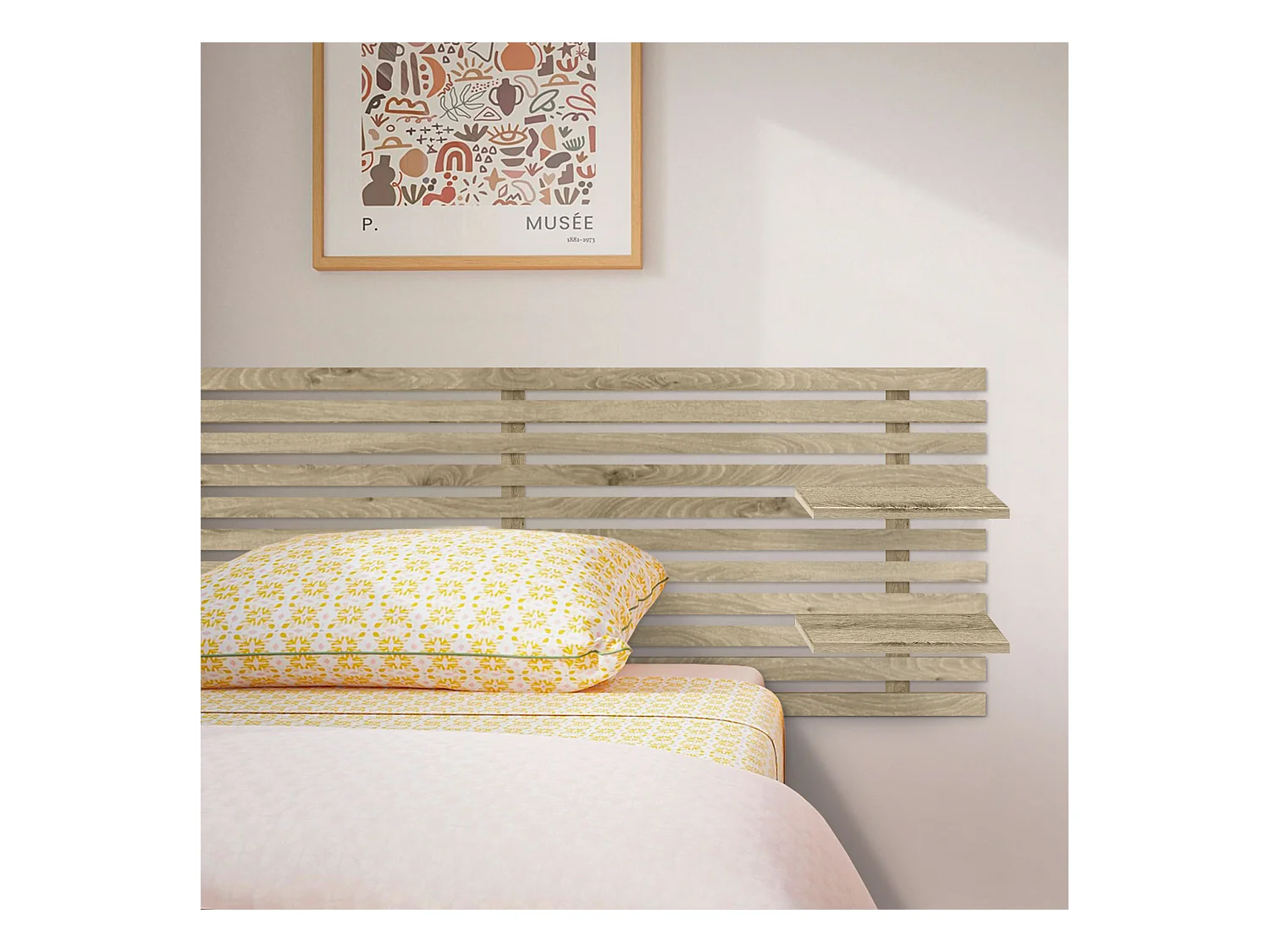 DHOME Tête de lit avec étagères en bois recyclé DM Tenture murale Style palette japonaise Lit nordique vintage (bois cambrien 160 cm)