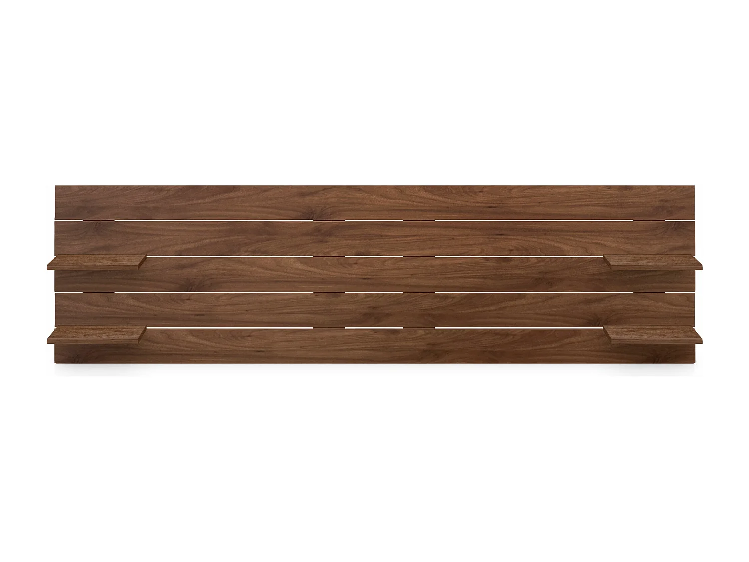 DHOME Tête de lit avec étagères en bois recyclé DM à suspendre au mur style palette japonaise avec pieds de lit nordique vintage (bois de noyer 220 cm)