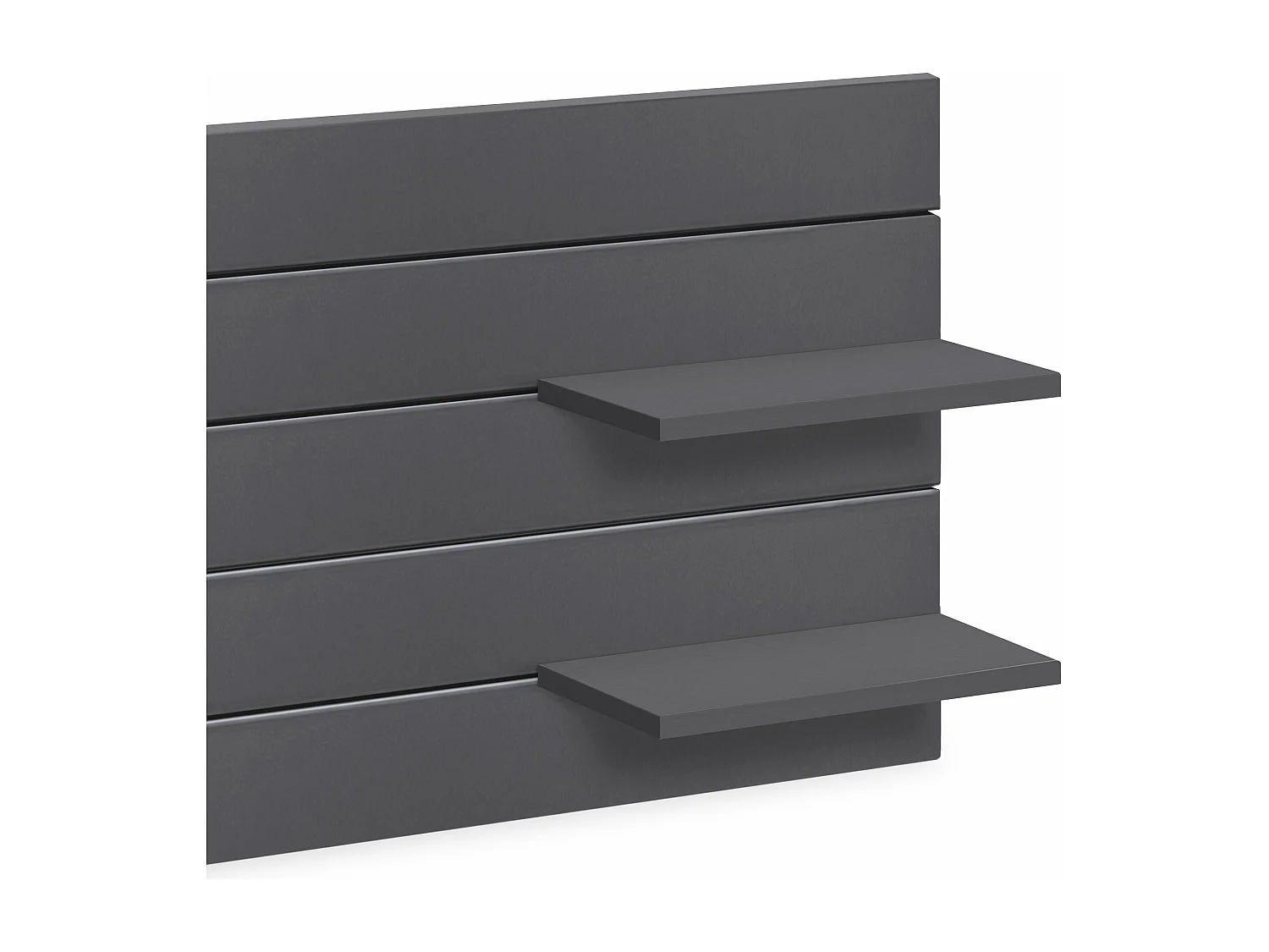 DHOME Tête de lit avec étagères en bois recyclé DM à suspendre au mur style palette horizontale avec pieds lit vintage nordique (gris massif 290 cm)