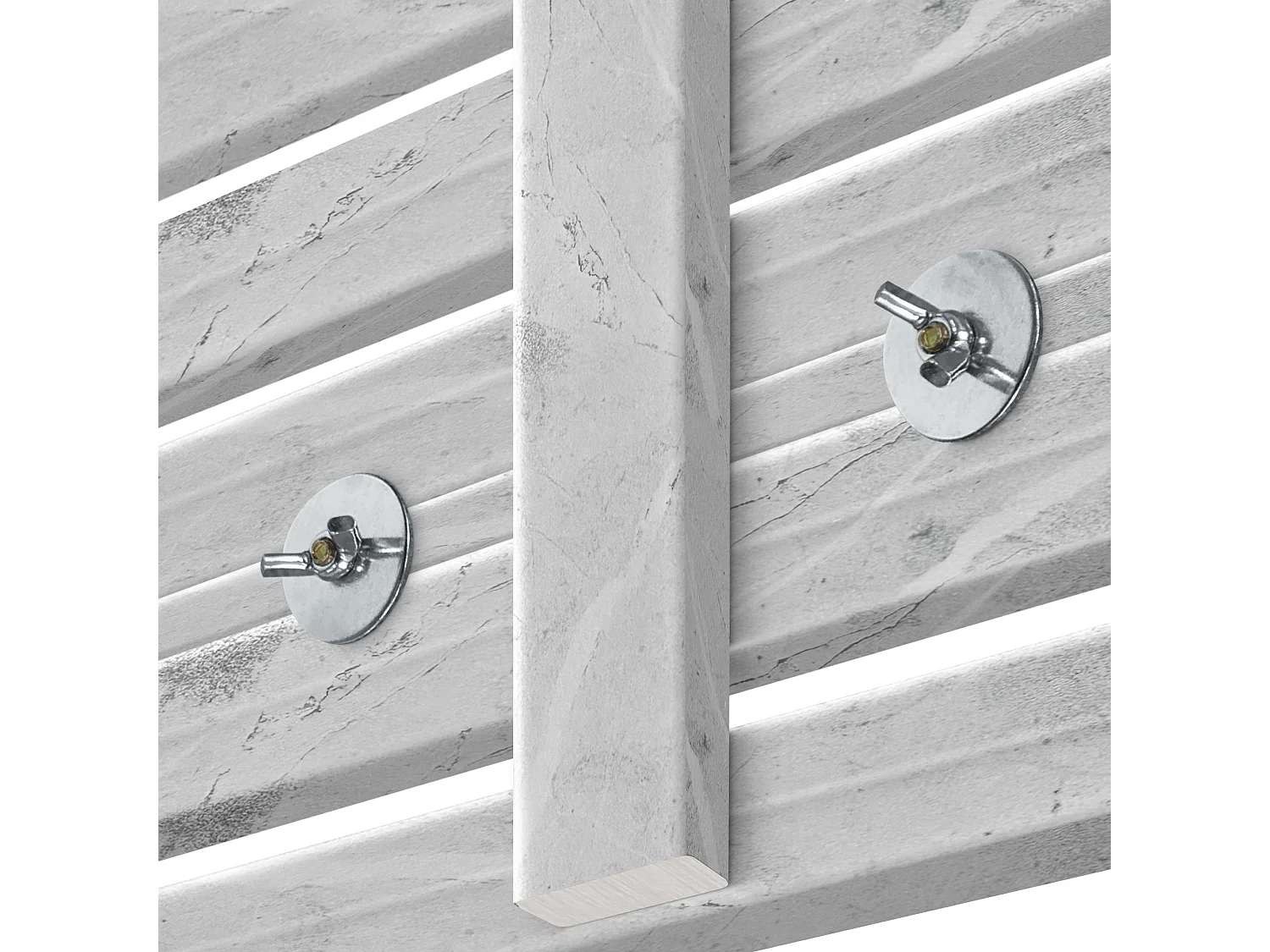 DHOME Kopfteil mit Regalen aus recyceltem Holz, DM-Wandbehang, japanischer Paletten-Stil, nordisches Vintage-Bett (135 cm, Marmor-Finish)