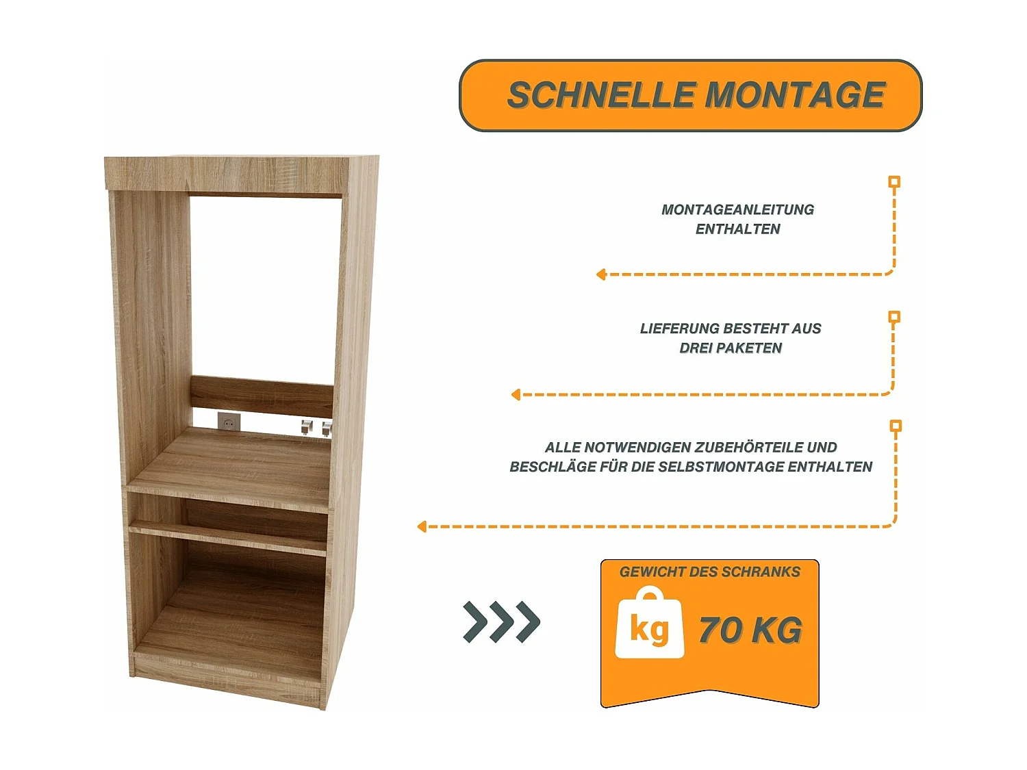 CraftPAK Waschmaschinenschrank geeignet für Waschmaschine & Wäschetrockner 67x162x63cm