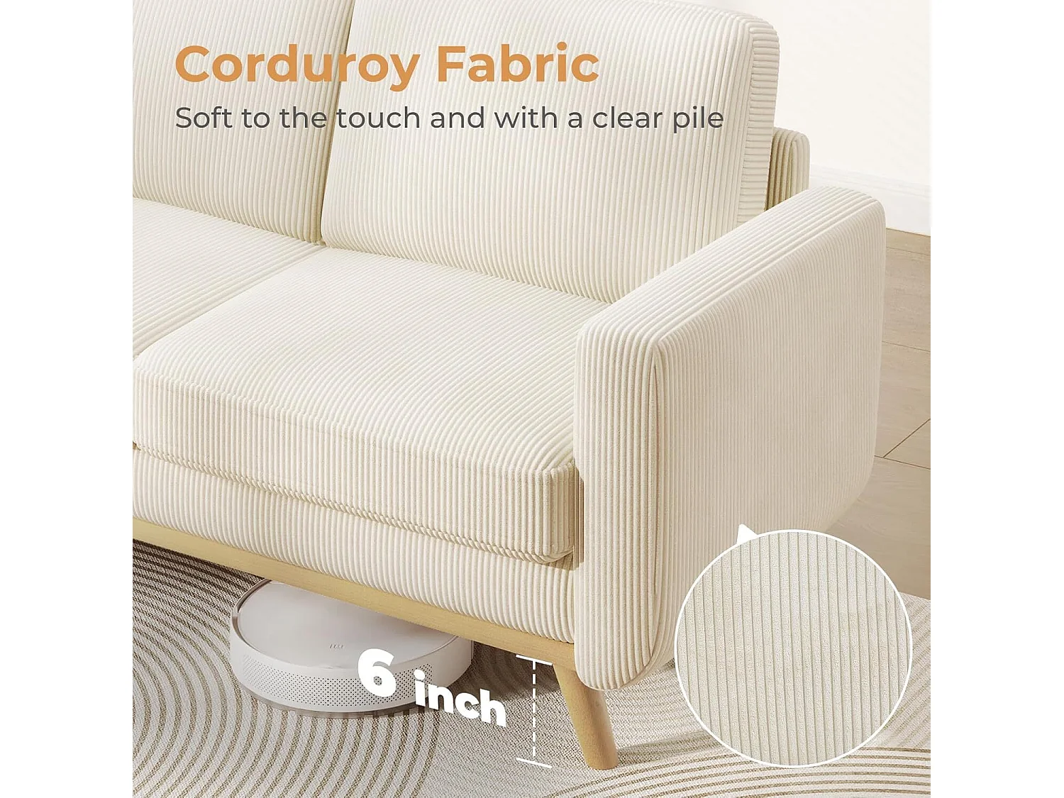 Divano 2 posti, divano in legno massiccio, con sedile extra profondo, sedile con schienale imbottito - 172x76x88cm