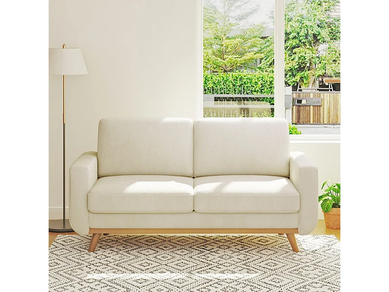 Sofá de 2 -Setente, sofá de madeira maciça, com assento profundo extra, assento com encosto acolchoado - 172x76x88cm