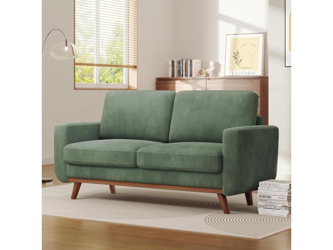 Sofá de 2 -Setente, sofá de madeira maciça, com assento profundo extra, assento com encosto acolchoado - 172x76x88cm