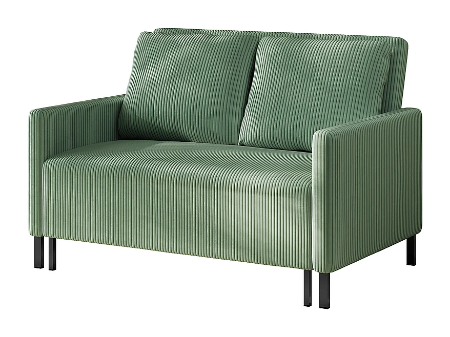 Canape 2 places convertible clic-clac, en Velours côtelé vert, Couchage 170 cm, Matelas 10 cm, pour Studio/Salon/Chambre
