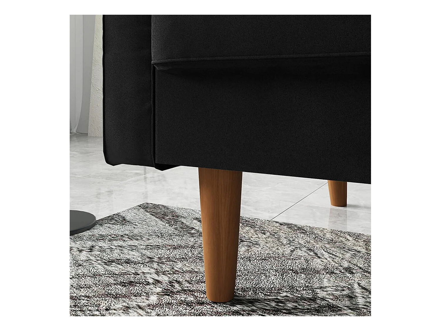Canapé 2 places - avec 2 coussins - en Velours - Pieds en bois - pour Chambre à Coucher, Salon - 142x76x69cm - Noir