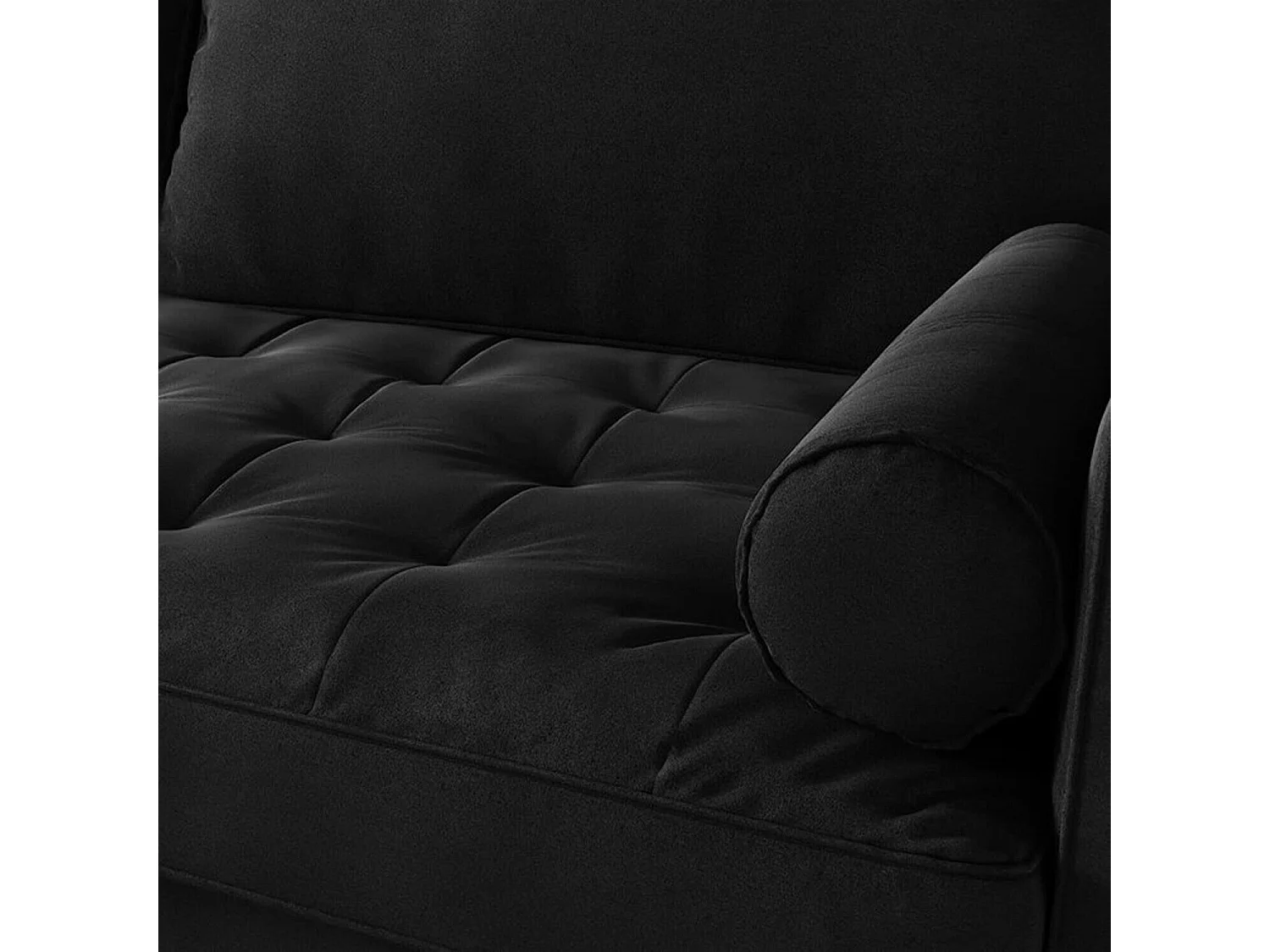 Canapé 2 places - avec 2 coussins - en Velours - Pieds en bois - pour Chambre à Coucher, Salon - 142x76x69cm - Noir