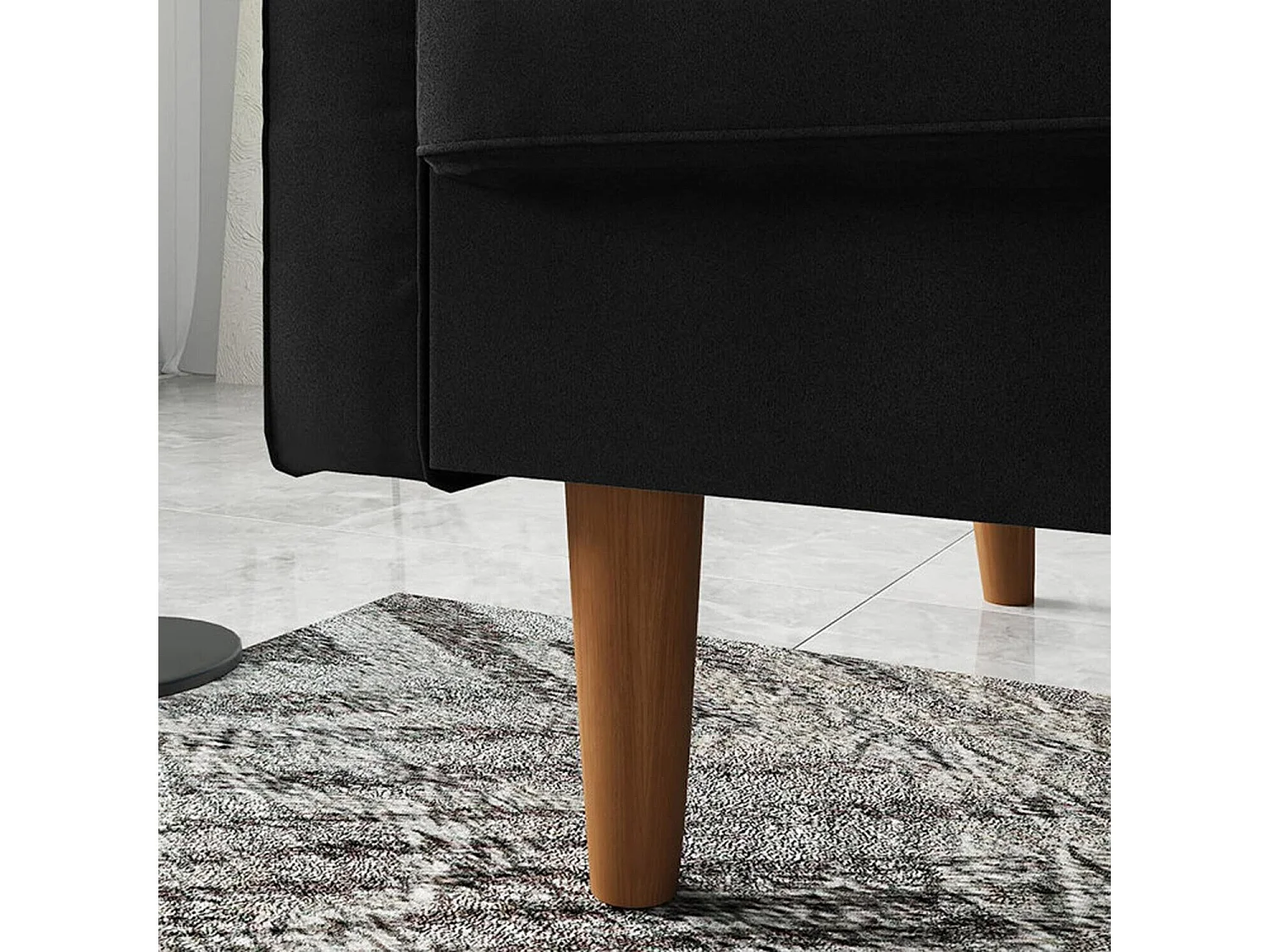 Canapé 2 places - avec 2 coussins - en Velours - Pieds en bois - pour Chambre à Coucher, Salon - 142x76x69cm - Noir