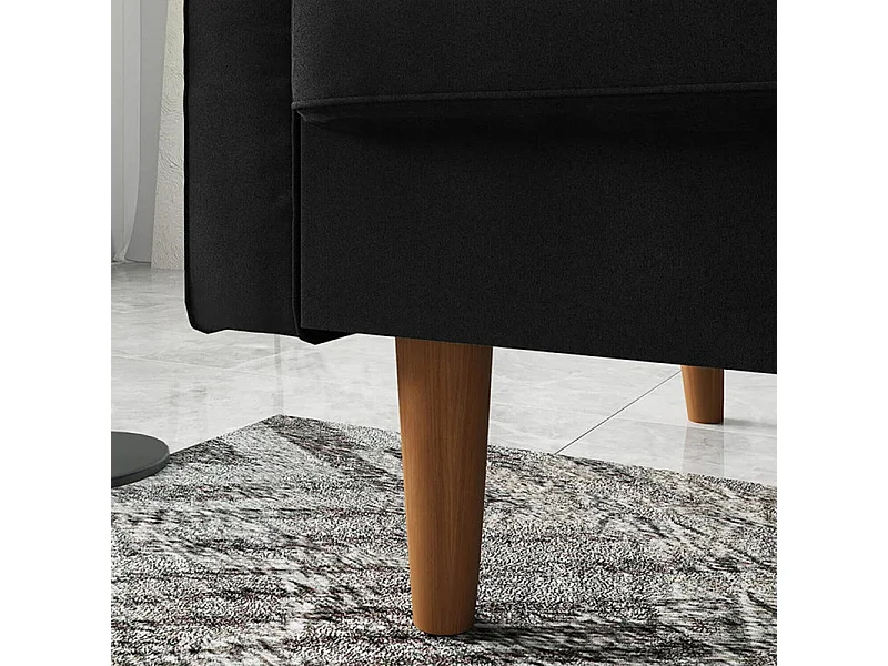 Canapé 2 places - avec 2 coussins - en Velours - Pieds en bois - pour Chambre à Coucher, Salon - 142x76x69cm - Noir