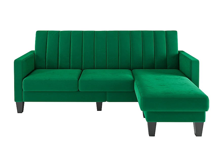 Canapé d'angle 210 CM, fauteuil d'angle réversible, convertible réversible, 3-4 places, Tissu velours à rayures verticales, Vert