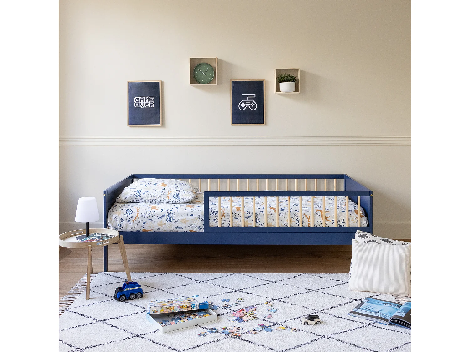 Lit pour enfant 190x90cm bleu foncé ADAM - HAPPY GARDEN