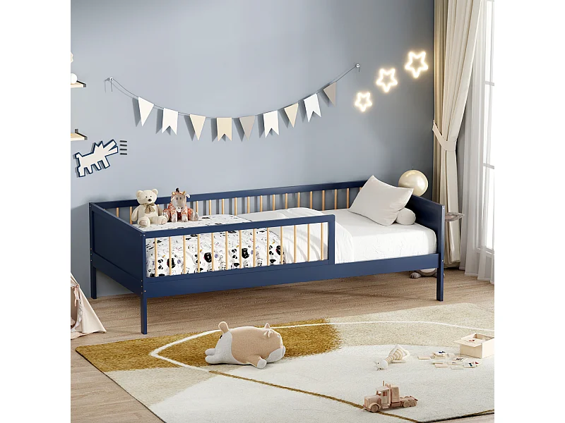 Lit pour enfant 190x90cm bleu foncé ADAM - HAPPY GARDEN