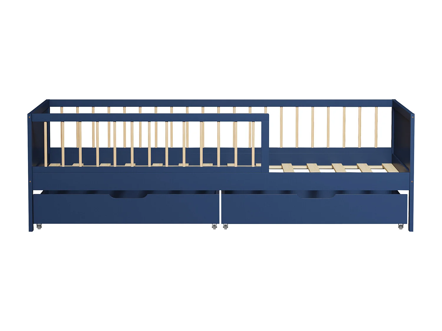 Lit pour enfant 190x90cm bleu foncé avec tiroirs ADAM - HAPPY GARDEN