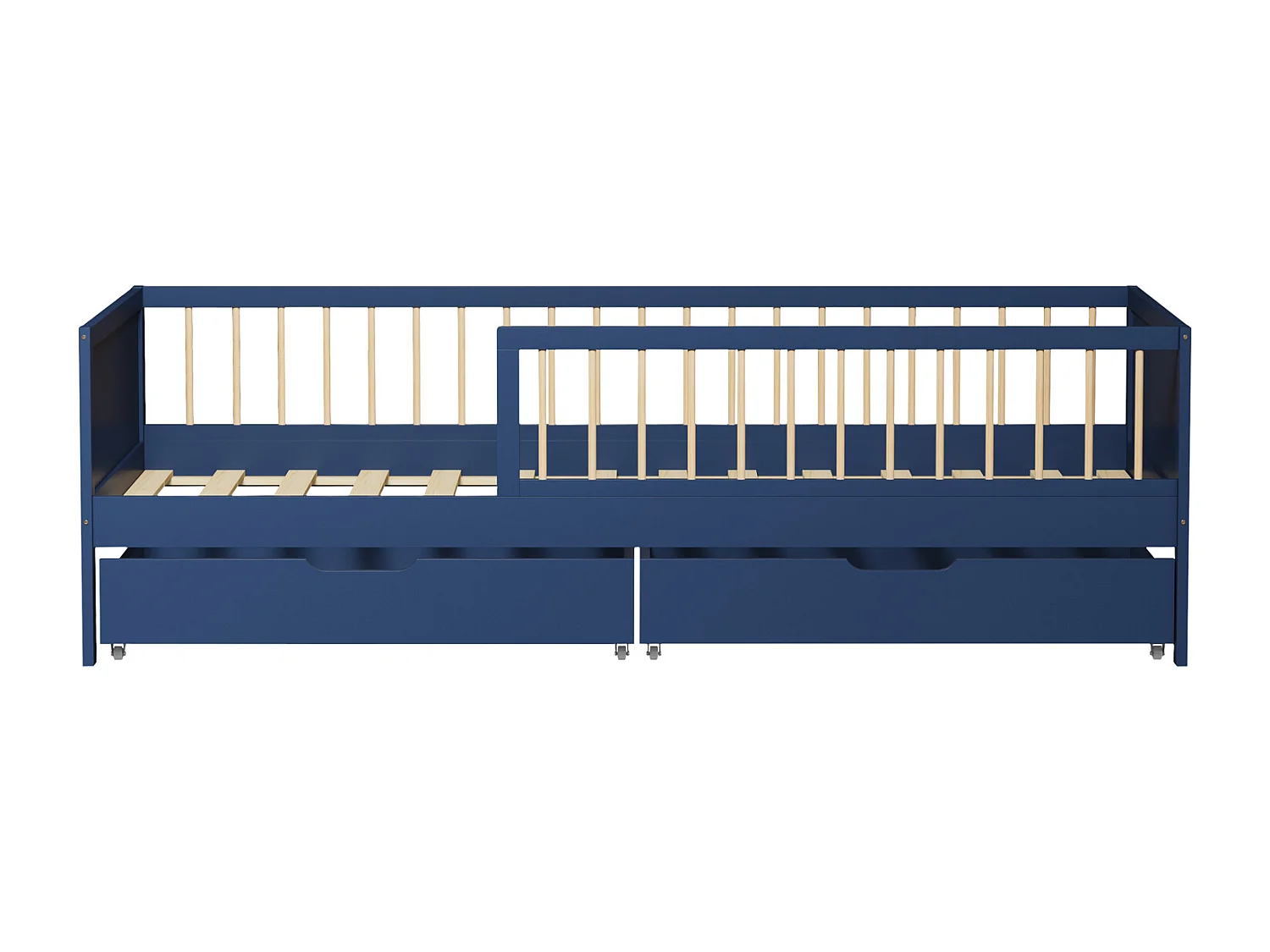 Lit pour enfant 190x90cm bleu foncé avec tiroirs ADAM - HAPPY GARDEN