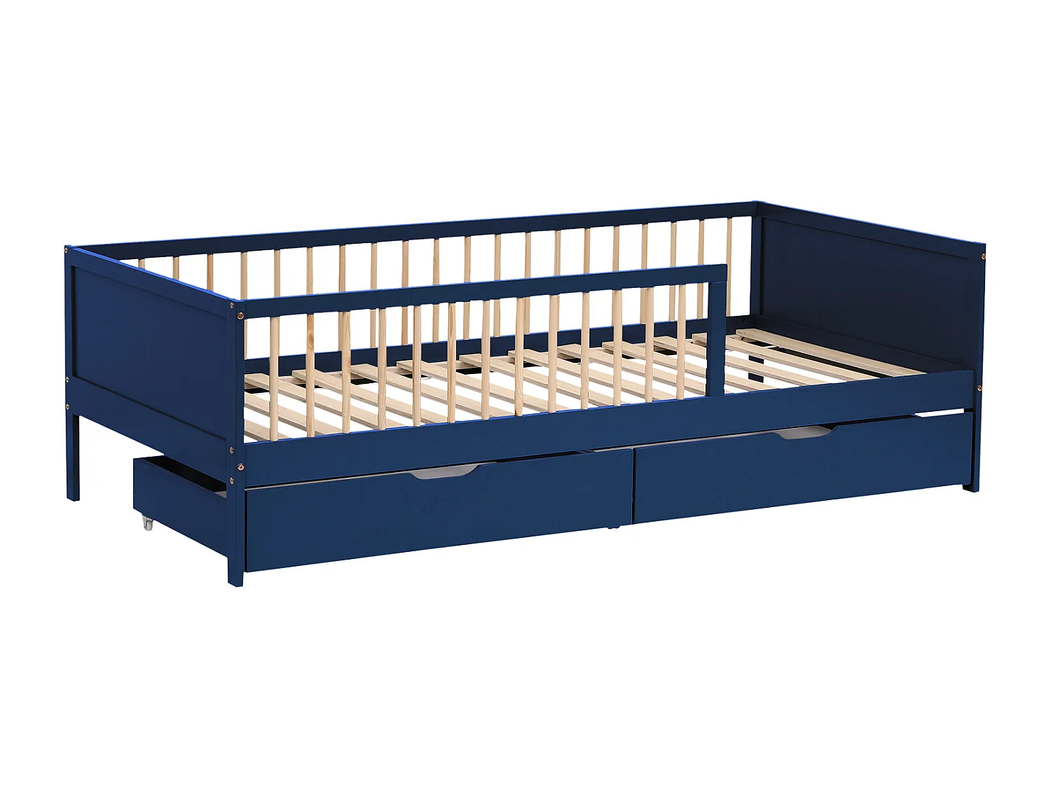 Lit pour enfant 190x90cm bleu foncé avec tiroirs ADAM - HAPPY GARDEN