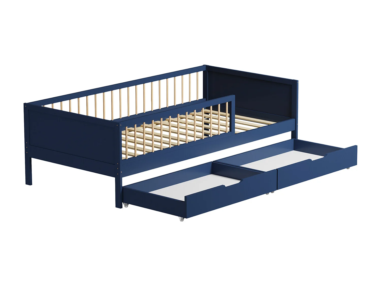 Lit pour enfant 190x90cm bleu foncé avec tiroirs ADAM - HAPPY GARDEN