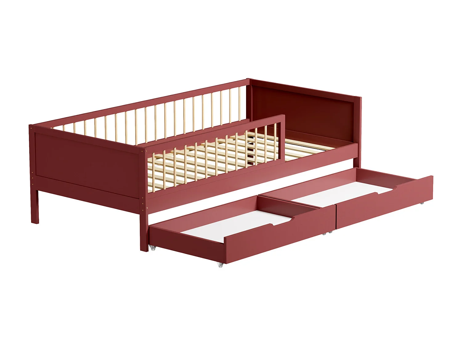 Lit pour enfant 190x90cm terracotta avec tiroirs ADAM - HAPPY GARDEN