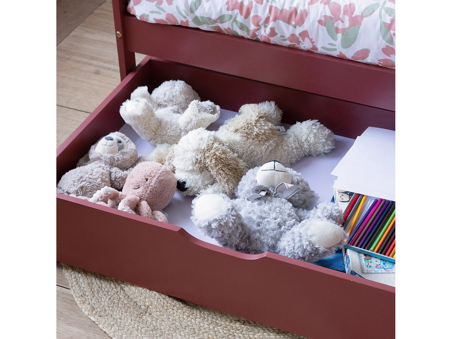 Kinderbed 190x90cm terracotta met laden ADAM